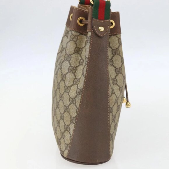 GUCCI GG Supreme Web Sherry Line Bag PVC Beige Gold 41 02 034 Auth BA8181 - Picture 5 of 15